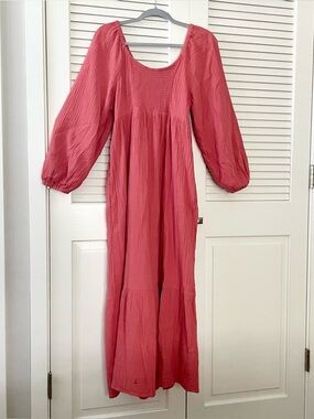 Universal Threads Tiered Cotton Gauze Maxi Dress Boho Relaxed Flowy Size S